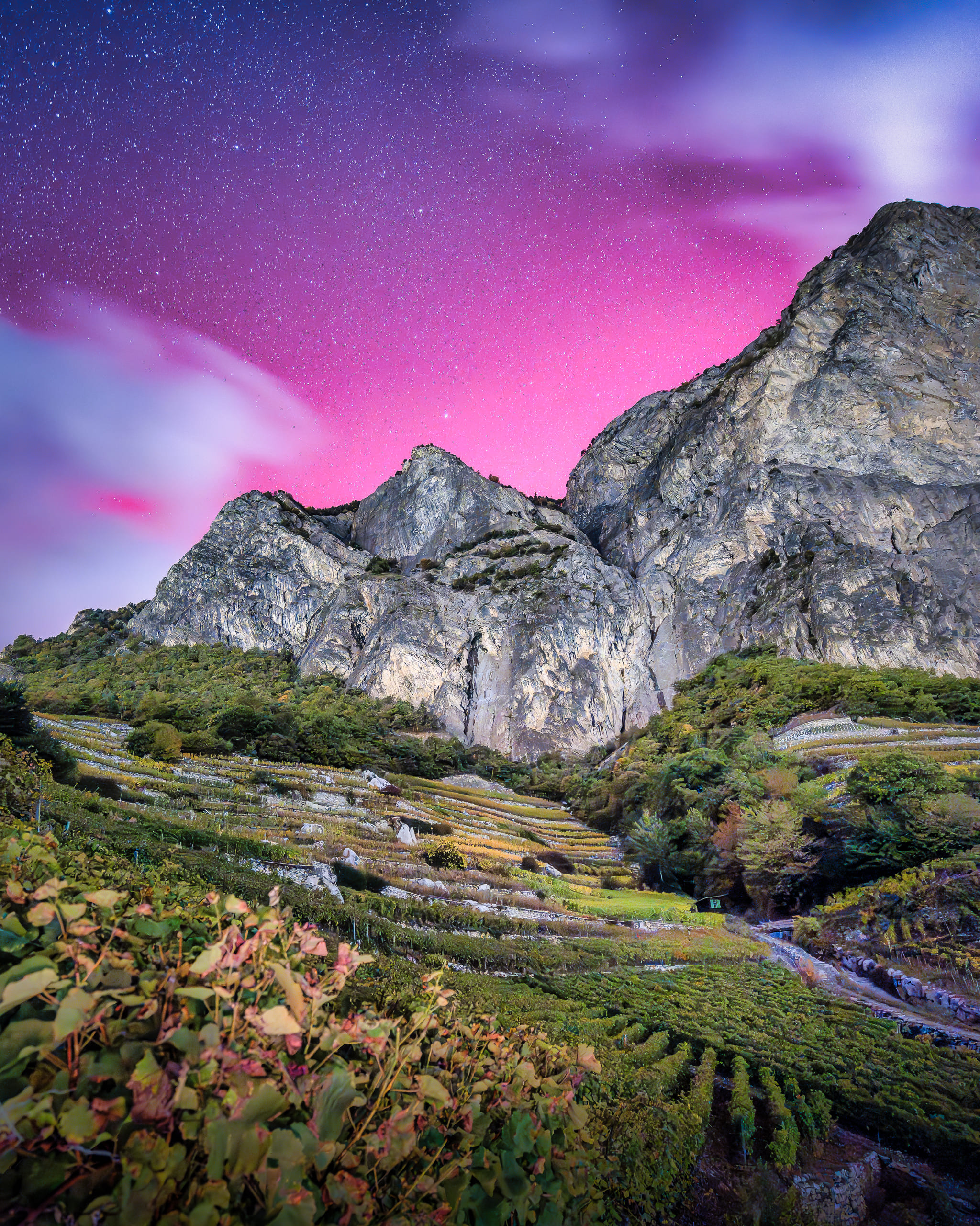 Aurore boréale sur Chamoson